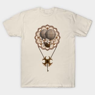 STEAMPUNK Vintage Time Travel Airship Mandala 1 T-Shirt